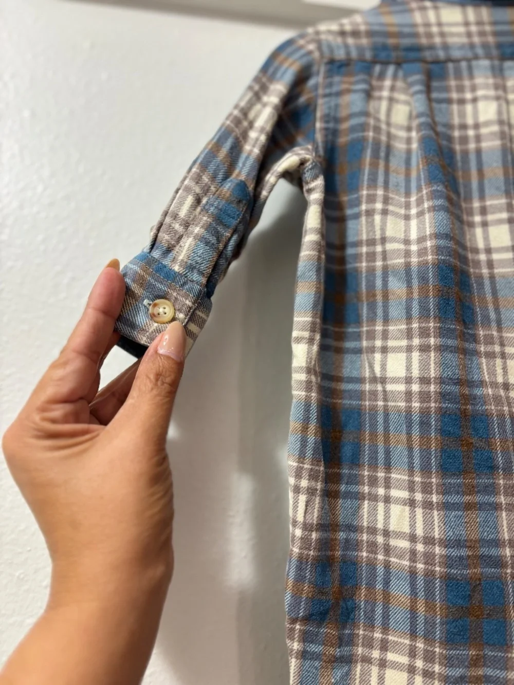 Ralph Lauren Infant Boys Sz 6M Blue Plaid Flannel One Piece Jumpsuit
